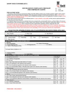  Know Your Customer Checklist PDF 2013