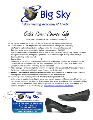 Big Sky Cabin Training Academy Fees  Form