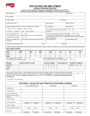 Red Lobster Job Application Form