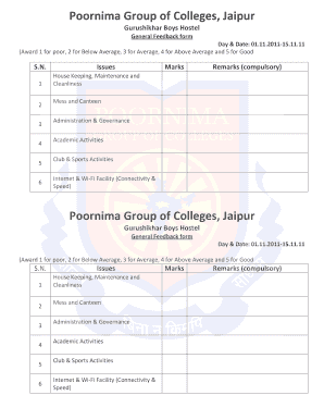 Hostel Feedback Form