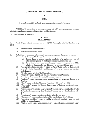 To Amend, Consolidate and Unify Laws Relating to the Conduct of Elections  Form