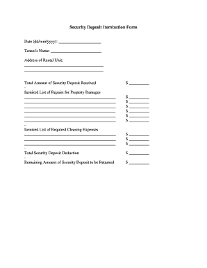 Security Deposit Itemization Form