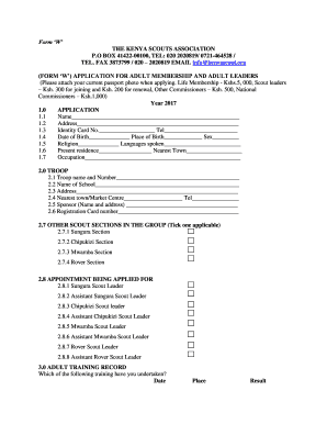 Kenya Scouts Association Registration Form