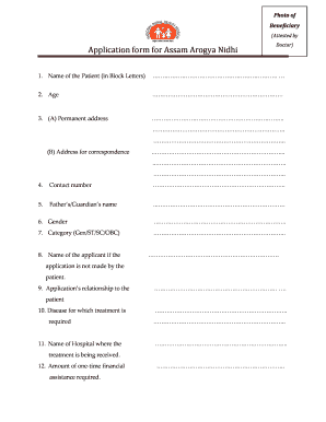 Assam Arogya Nidhi Form PDF