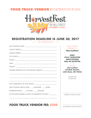 FOOD TRUCK VENDOR REGISTRATION FORM