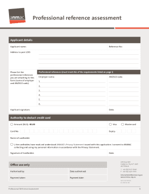 Anmac Skill Assessment Professional Reference  Form