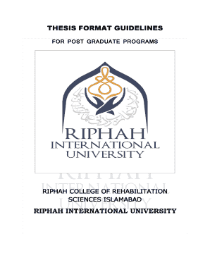 Thesis Format Guidelines Riphah International University