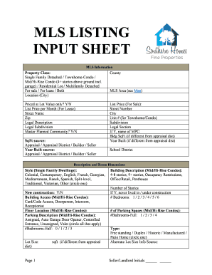 Mls Input Sheet  Form