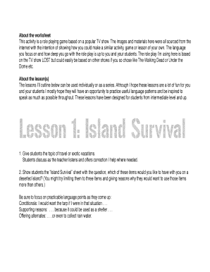 Island Survival Game My English Images  Form