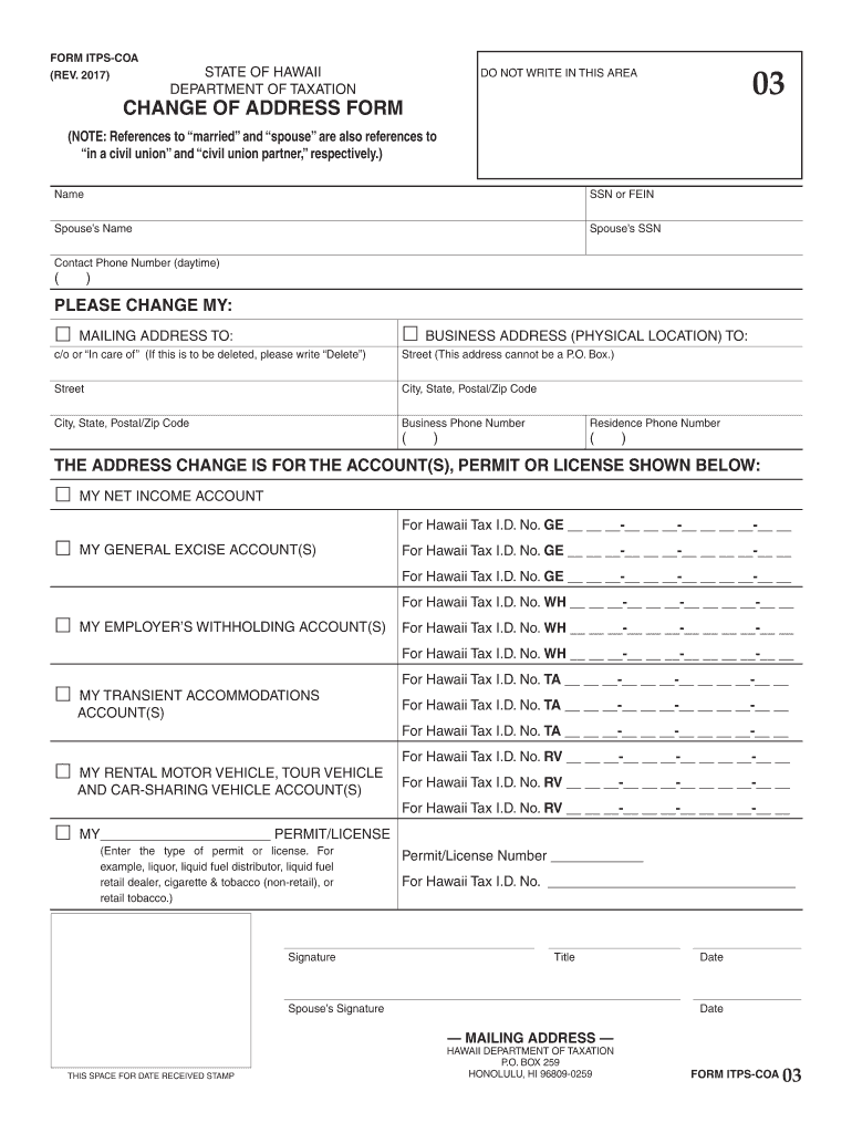  Hawaii Ge Address Change Form 2017-2024