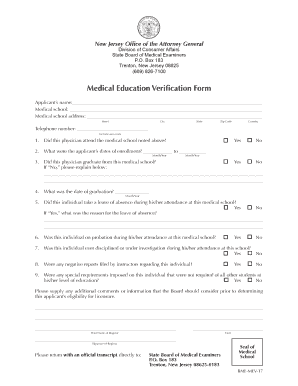 BME Medical Education Verification Form Indd