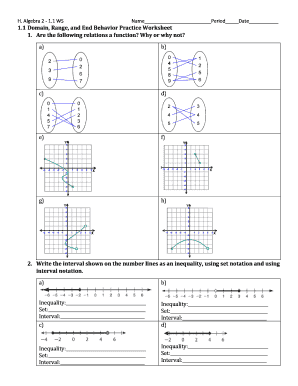 Lesson 11 Domain Range and End Behavior Worksheet Answers  Form