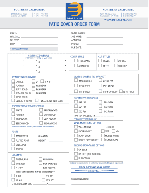 PATIO COVER ORDER FORM NO SUBMIT