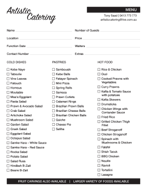 Tony Saad Catering  Form