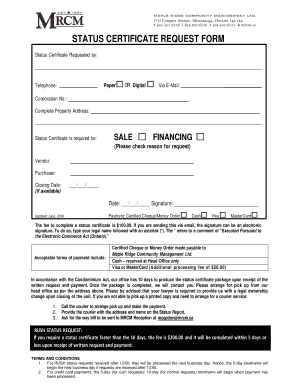 Mrcm Status Certificate  Form