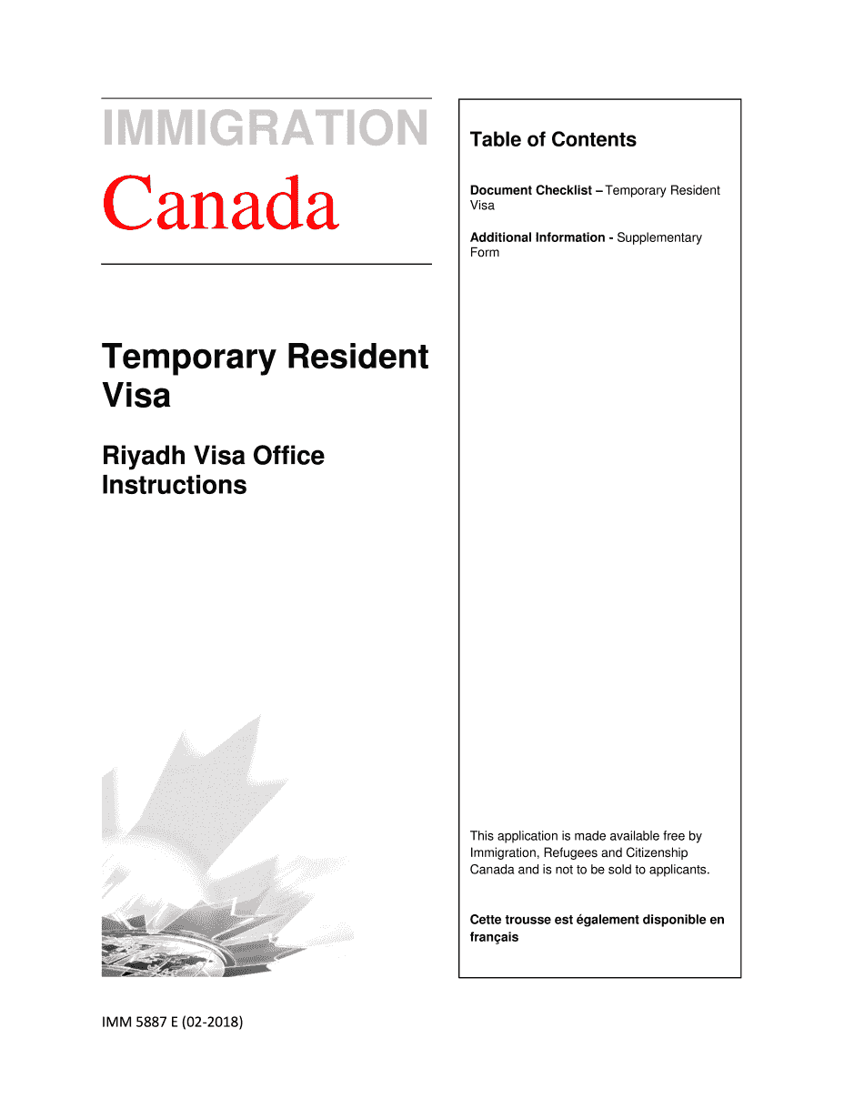  IMM 5887 E Temporary Resident Visa 2018-2024