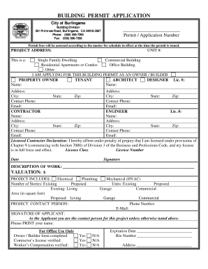 Burlingame Building Permit Application  Form