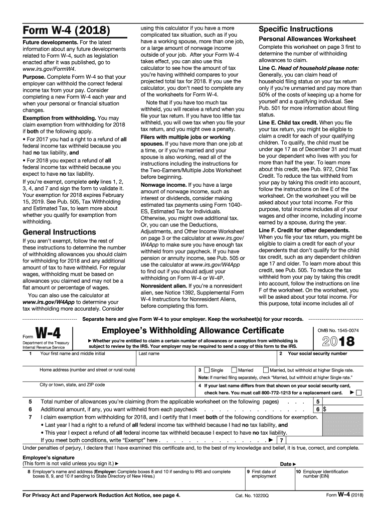  W 4 Form Printable 2018