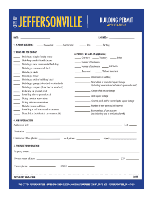 JEFFERSONVILLE CITY of JEFFERSONVILLE BUILDING PERMIT  Form