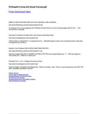 Philhealth Er2 Form Excel File