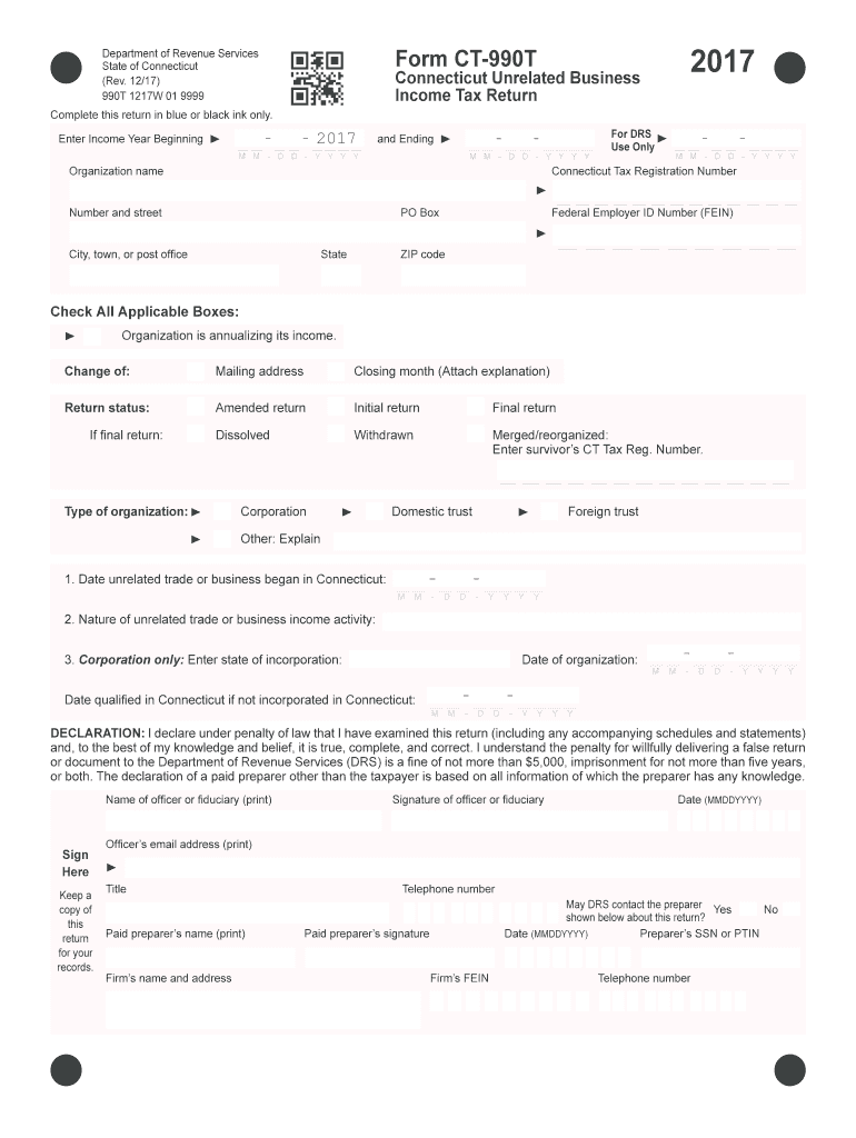  Form CT 990T  CT Gov 2017