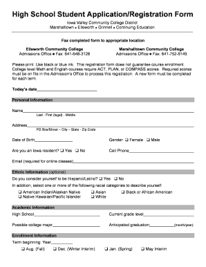  High School Registration Form 2017-2024
