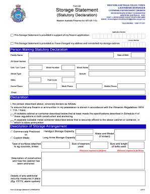 Storage Statement  Form