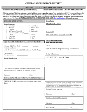 Get and Sign Facility Use Form Central Bucks School District 2017-2022