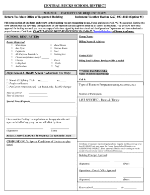  Facility Use Form Central Bucks School District 2017