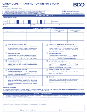 Bdo Dispute Form