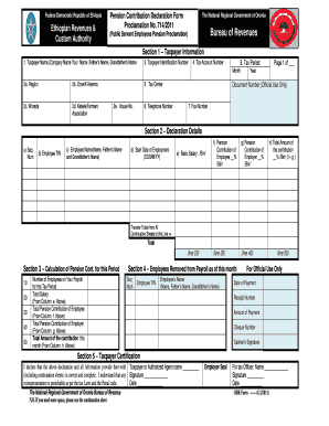 Oromia Revenue Authority Declaration Form