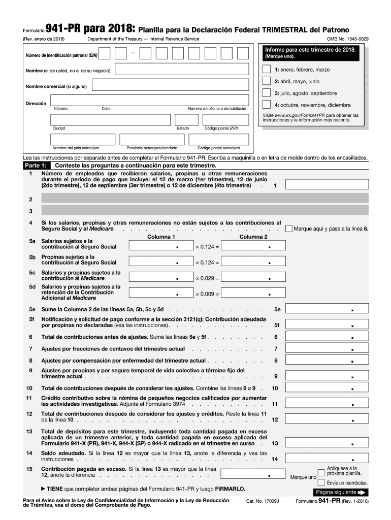  Form 941 Printable for 2018