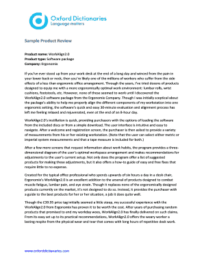 Product Review Sample PDF Form
