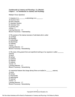 Fundamentals of Anatomy and Physiology 11th Edition Test Bank  Form