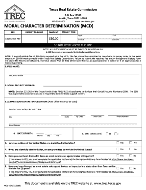 Trec Moral Character Determination  Form