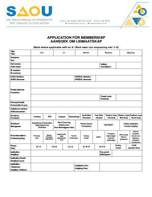 Saou Lidmaatskap  Form