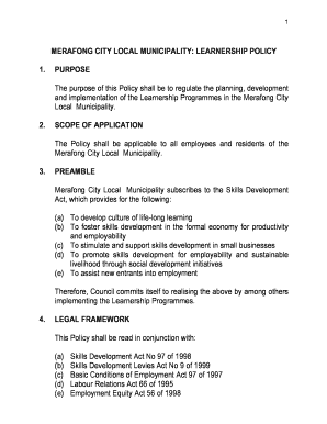 Merafong Municipality Learnerships  Form
