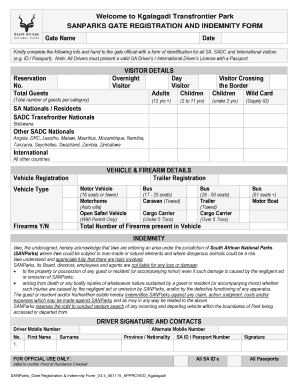 Sanparks Indemnity Form