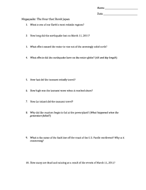 Megaquake the Hour that Shook Japan Worksheet Answers  Form