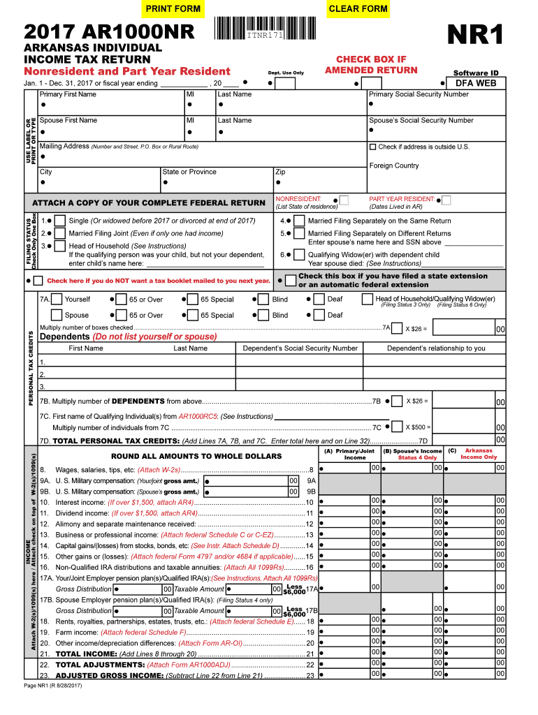  Arkansas Form Arnr 2017