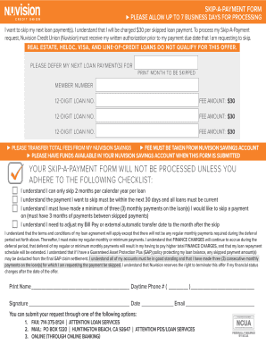 Nuvision Skip a Payment  Form