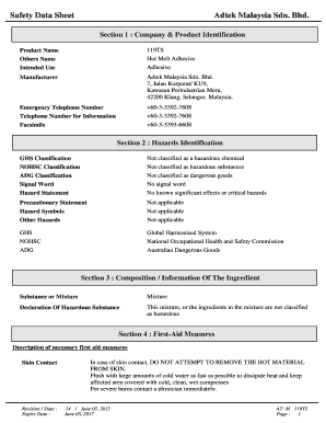 Safety Data Sheet Malaysia  Form