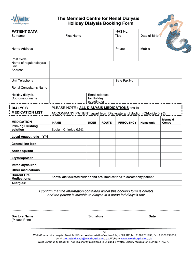 The Mermaid Centre for Renal Dialysis  Form