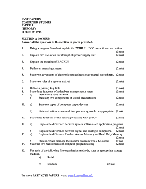 Computer Science Past Papers  Form