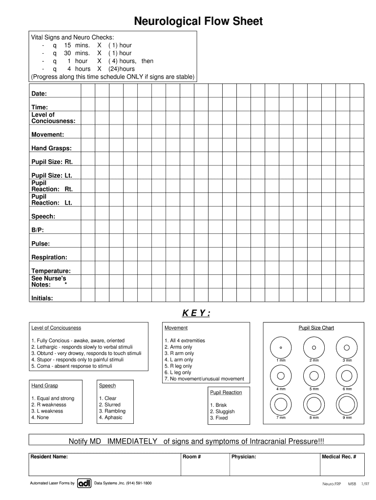 Neuro Checks Flowsheet  Form