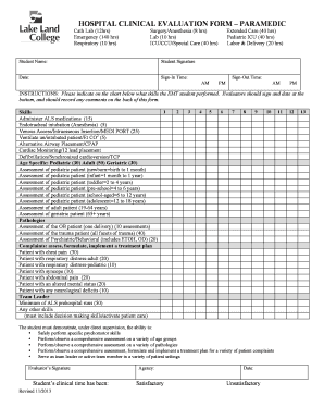 Hospital Clinical Evaluation Form Paramedic Current