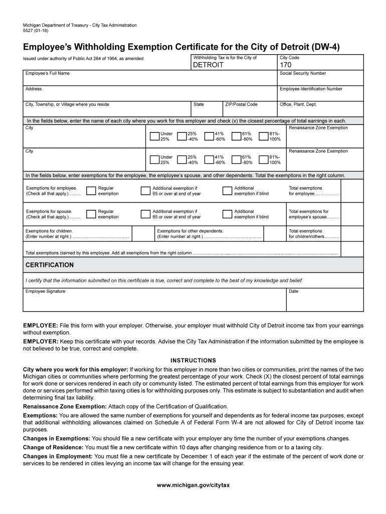  Detroit Dw 4 Form 2018-2024