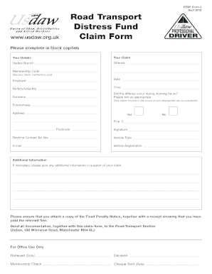 Road Fund Claim Form