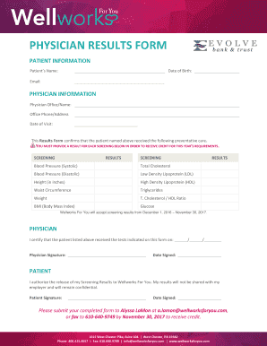 Wellworks Physician Results Form