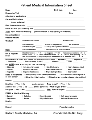 Doctors Information Sheet